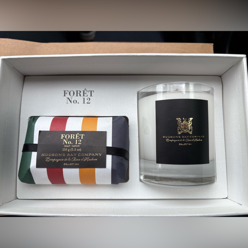 BNIB HBC Stripes Hudson's Bay Company Soap and Candle Gift Set Foret No 12